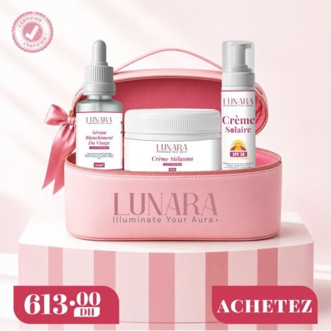 Pack soin visage Éclat Absolu Lunara avec Sérum Éclat, Crème Mélasma et Crème Solaire Invisible SPF50